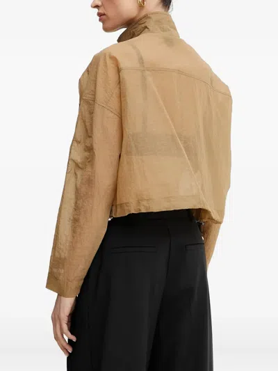 Pinko Flap-pocket Cropped Jacket In Brown