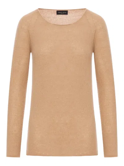 Roberto Collina Crew Neck Cashmere Sweater In Neutral