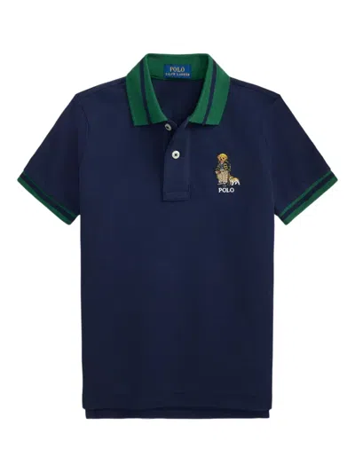 Polo Ralph Lauren Polo Bear Cotton Polo Shirt In Blue