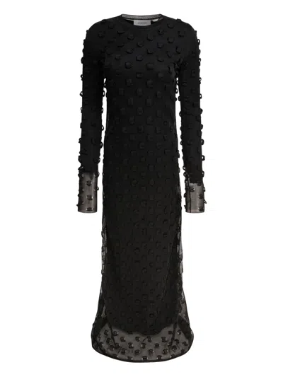 Sportmax Backless Round Neck Dress With Long Sleeves In Black