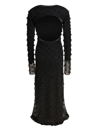 Sportmax Backless Round Neck Dress With Long Sleeves In Black