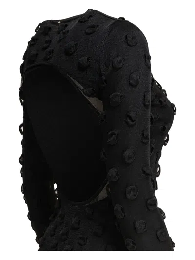 Sportmax Backless Round Neck Dress With Long Sleeves In Black