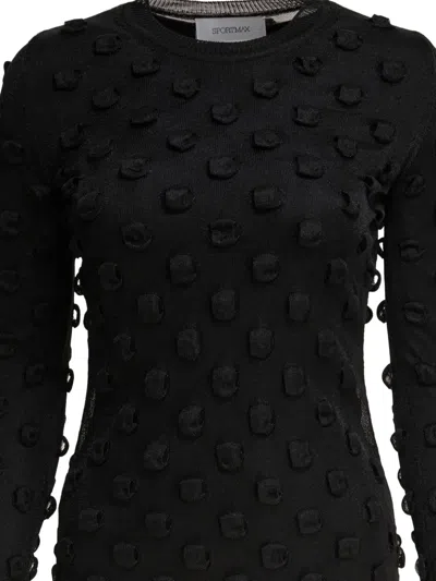 Sportmax Backless Round Neck Dress With Long Sleeves In Black