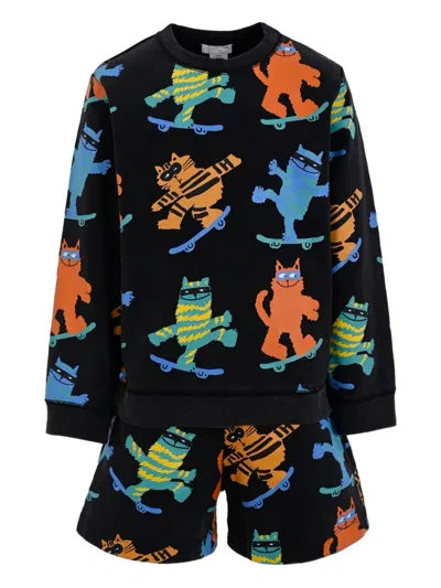 滑板小猫短裤套装