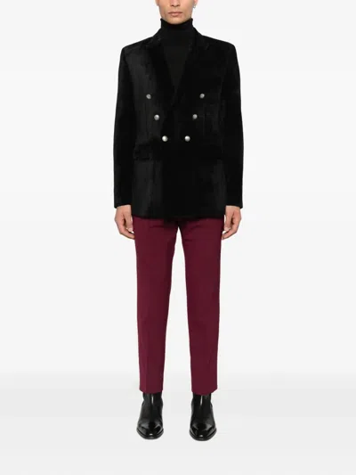 Reveres 1949 Double-breasted Velvet Jacket In Black