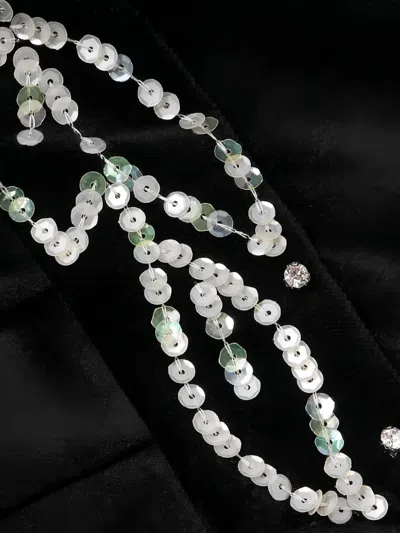 Valentino Embellished Satin-trimmed Cropped Cotton-blend Velvet Peplum Top In Black