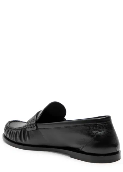 Saint Laurent Laurent Logo-embellished Leather Penny Loafers In Black