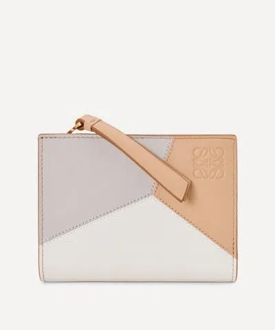 Loewe Leather Puzzle Coin Card Holder In White
