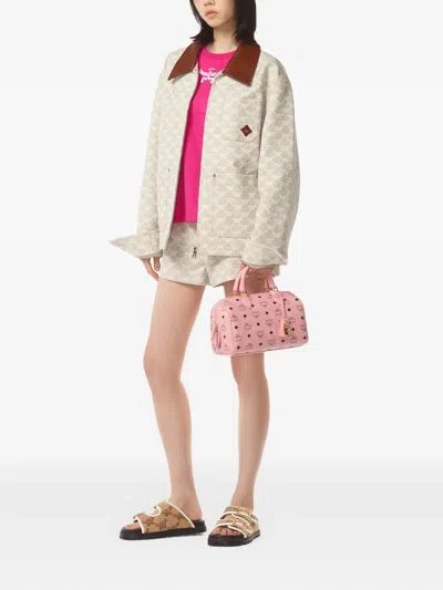 Mcm Ella Boston Bag In Visetos In Pink