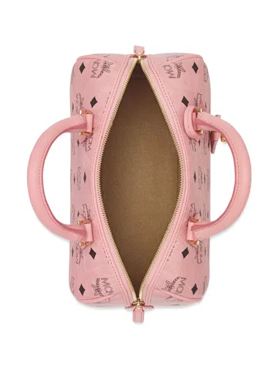 Mcm Ella Boston Bag In Visetos In Pink