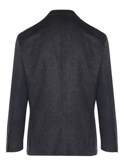 Corneliani Textured Two-button Blazer In Black