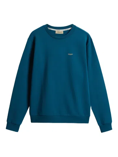 Woolrich Logo Interlock Crew-neck Sweater In Blue