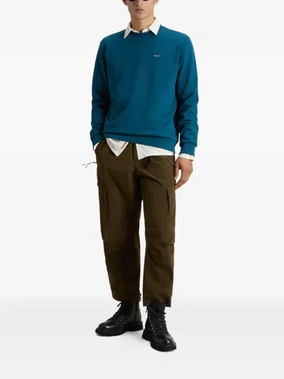 Woolrich Logo Interlock Crew-neck Sweater In Blue