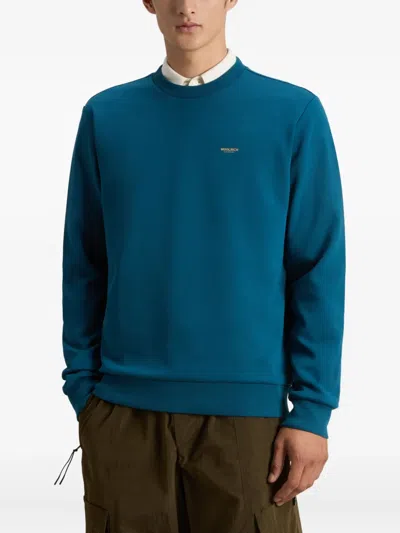 Woolrich Logo Interlock Crew-neck Sweater In Blue