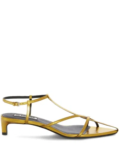 裹踝带皮质凉鞋