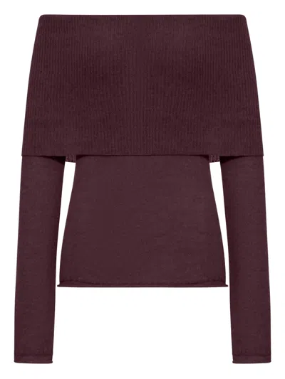 Roberto Collina Ribbed Boat Neck Sweater In Red
