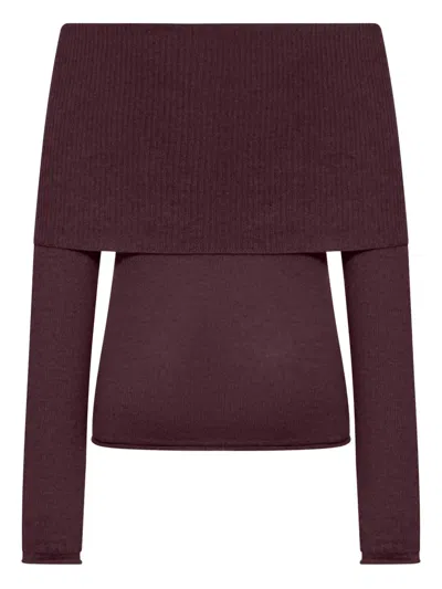 Roberto Collina Ribbed Boat Neck Sweater In Red