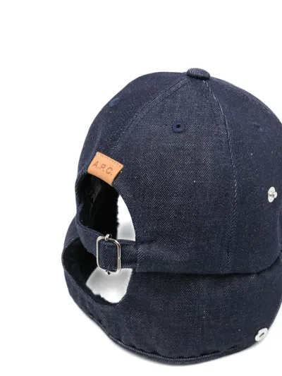 Apc Ear-flap Denim Cap In Blue