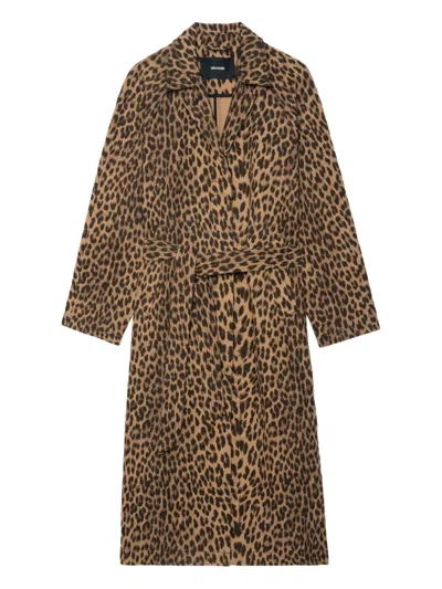 Zadig & Voltaire Womens Daim Mentle Leopard-print Cotton Coat In Brown