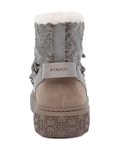 Pinko Bottes Matelassées À Logo Love Birds In Gray