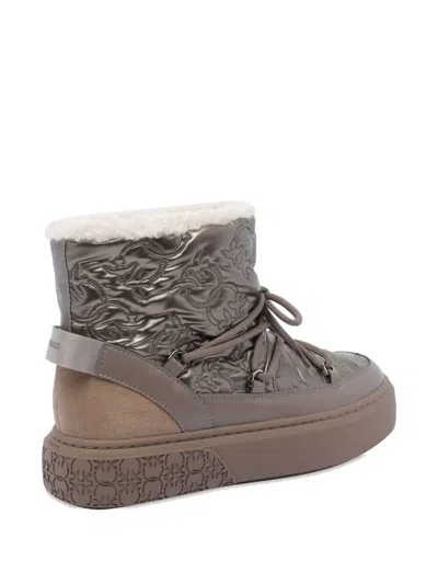 Pinko Bottes Matelassées À Logo Love Birds In Gray