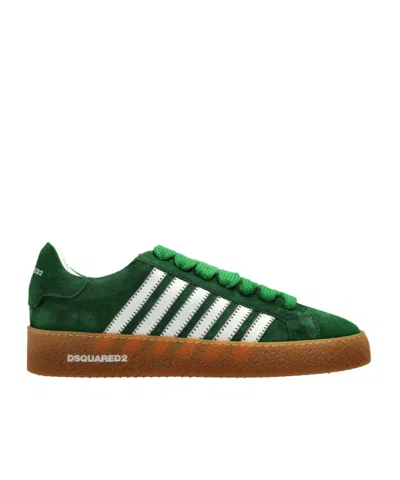 Dsquared2 Textured Green Sneakers With Retro Patch And Chunky Sole In Green