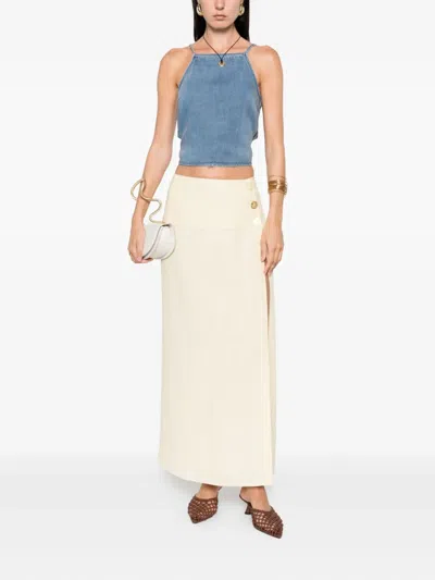 Samsoe & Samsoe Drawstring Denim Top In Blue