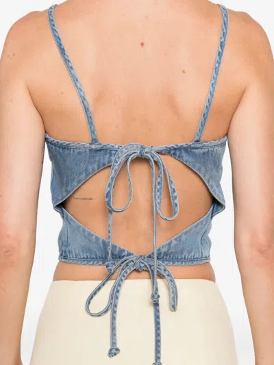 Samsoe & Samsoe Drawstring Denim Top In Blue