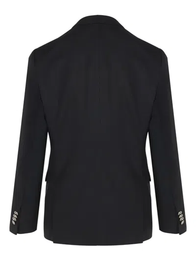 Corneliani Two-button Textured Blazer In Black