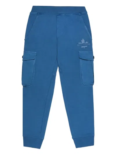 Dsquared2 Maple-leaf Logo Cargo Casual Trousers In Blue