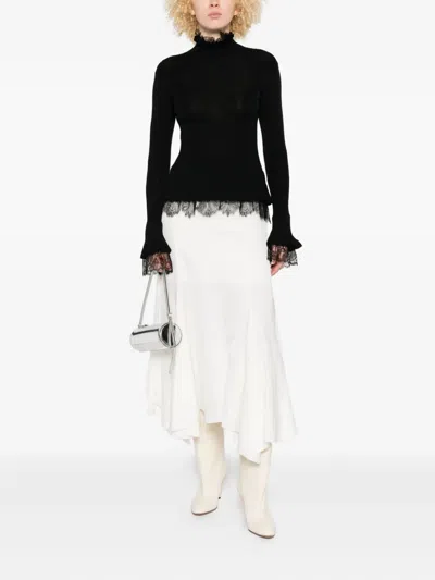 Ermanno Scervino Long Sleeve Turtle-neck Sweater In Black