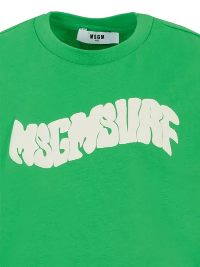 Msgm Logo-print Short-sleeve T-shirt In Green