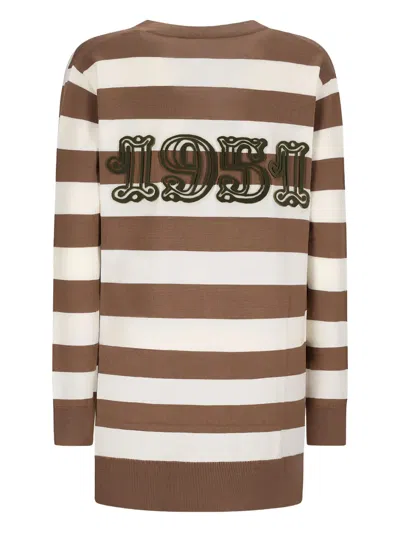 Max Mara Maxmara Women Fiemme - Long Striped Wool Cardigan In Brown