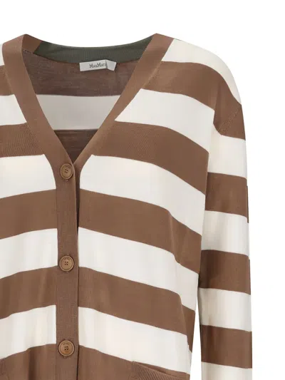 Max Mara Maxmara Women Fiemme - Long Striped Wool Cardigan In Brown