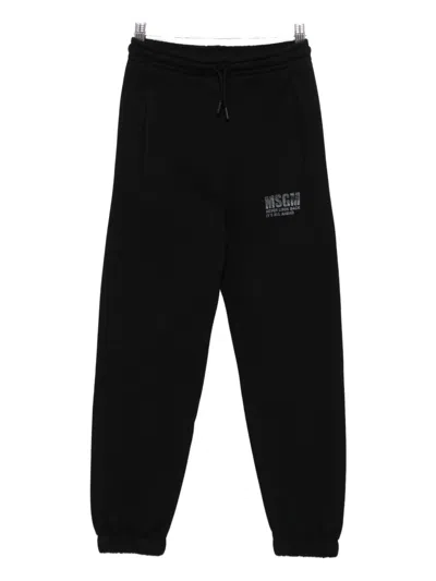 Msgm Logo-print Casual Trousers In Black
