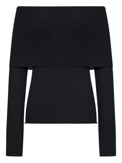 Roberto Collina Ribbed Boat Neck Sweater In Black