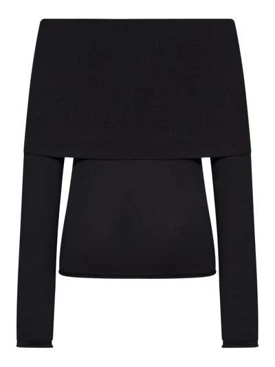 Roberto Collina Ribbed Boat Neck Sweater In Black