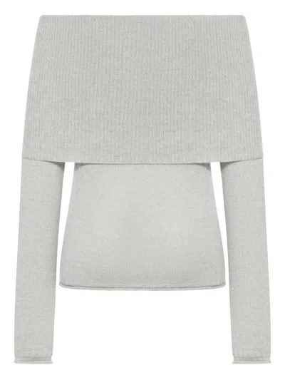 Roberto Collina Ribbed Boat Neck Sweater In Gray