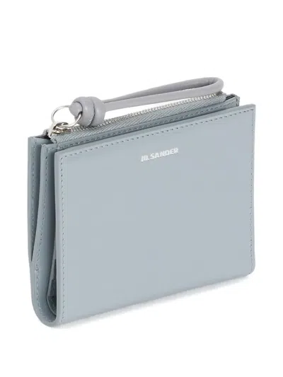 Jil Sander Giro Leather Wallet In Blue