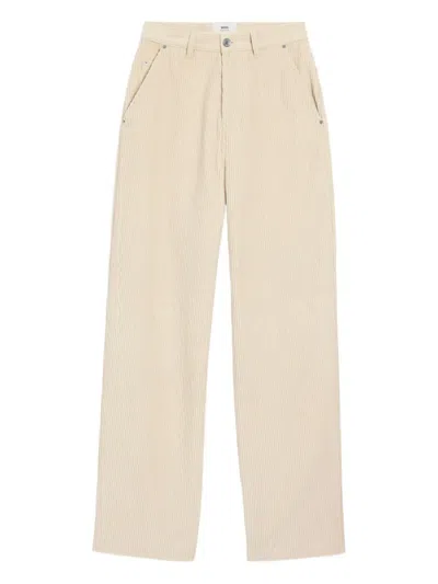 Ami Alexandre Mattiussi Wide-leg Jeans With Pockets And Belt Loops In Neutral