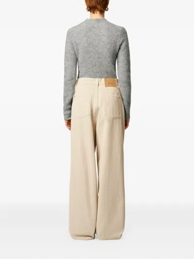 Ami Alexandre Mattiussi Wide-leg Jeans With Pockets And Belt Loops In Neutral
