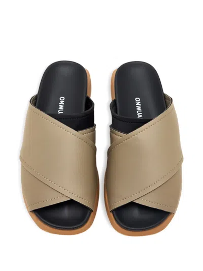 Onwuad Crossover-strap Flip-flops In Neutral
