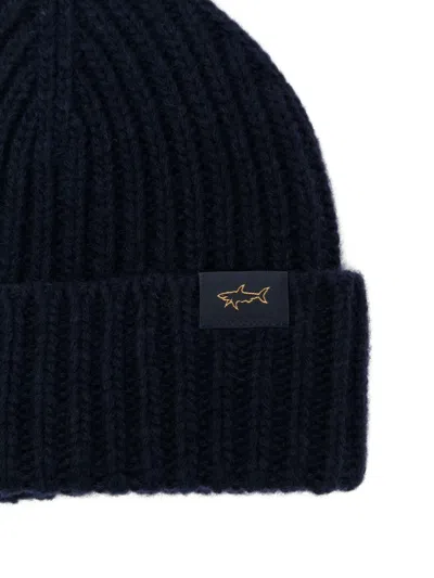 Paul & Shark Ribbed Wool Blend Beanie Accessories In Blue