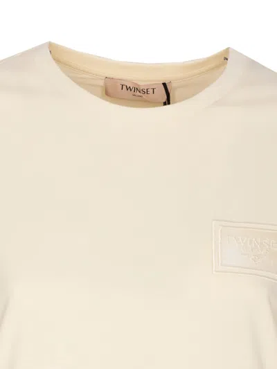 Twinset T-shirt Regular Avec Broderie Et Logo In Neutral