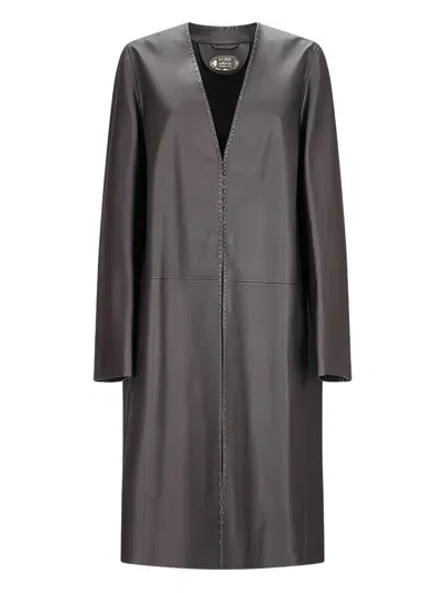 皮质缝线细节外套