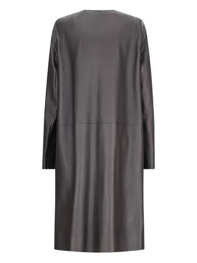 皮质缝线细节外套