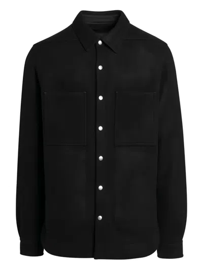 Rick Owens Black Wool Flannel Shirt In Black