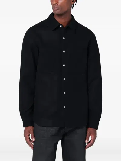 Rick Owens Black Wool Flannel Shirt In Black