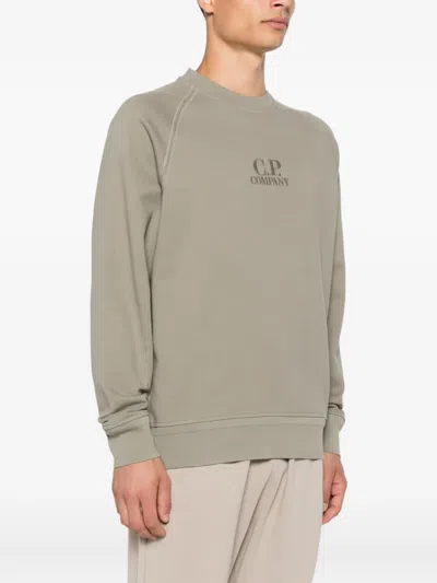 C.p. Company C.p.company Sweatshirt With Embroidered Logo In Green