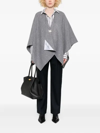 Max Mara Open-front Cape In Gray